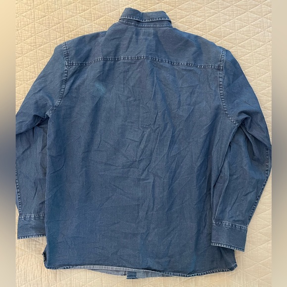 Faconnable Vintage Soft Denim Patch Pocket Field Shirt in Blue Size XL - Picture 6 of 6